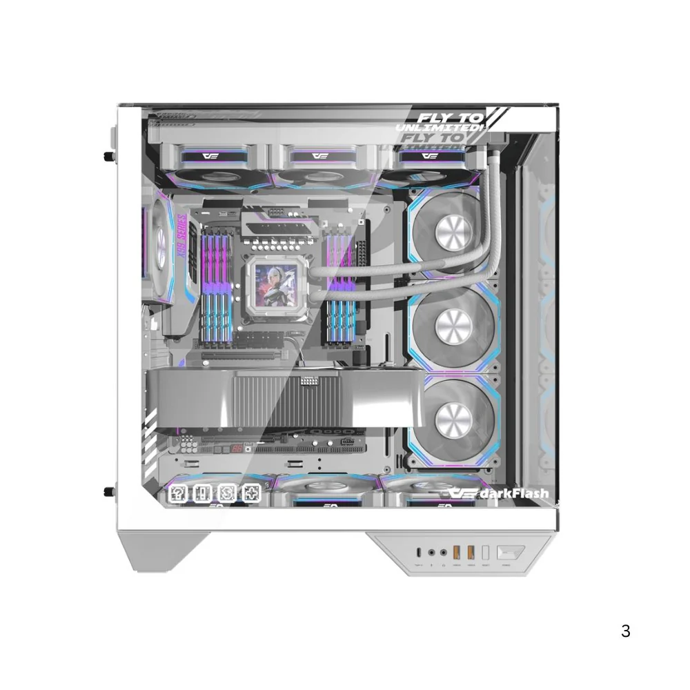 DarkFlash DY470 Mid Tower Case - White